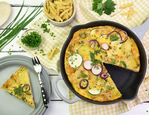 Ein schmackhaftes Stück Käse-Schinken-Frittata Rezept