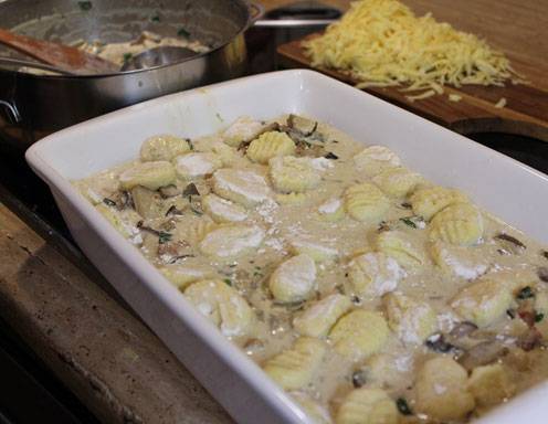 Überbackene Gnocchi mit Schwammerlsauce Rezept