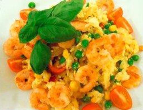 Eierreis mit Shrimps