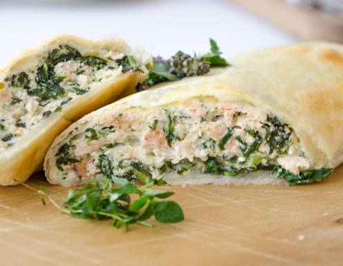 Spinatstrudel mit Lachs