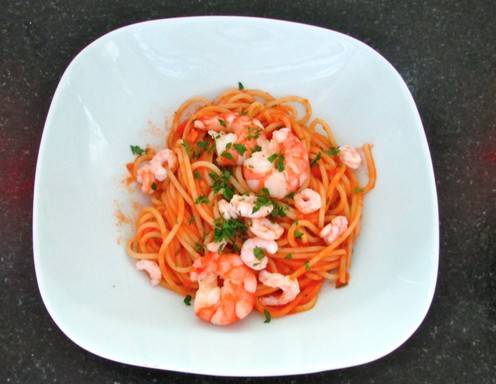 Spaghetti Alla Busara - Spaghetti mit Garnelen